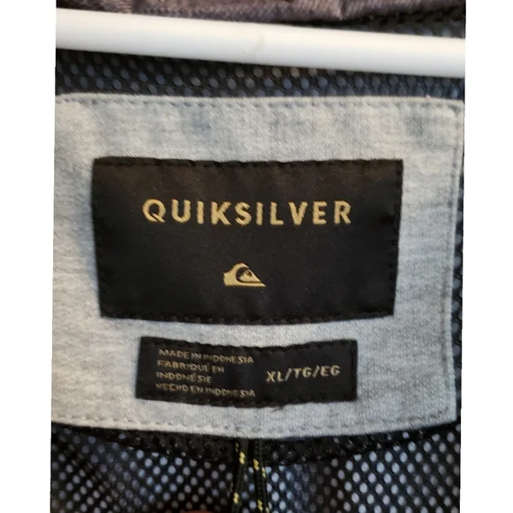 QUIKSILVER Hoodie Windbreaker XL Gray Heather/Black Full Zip Men's - Picture 5 of 6